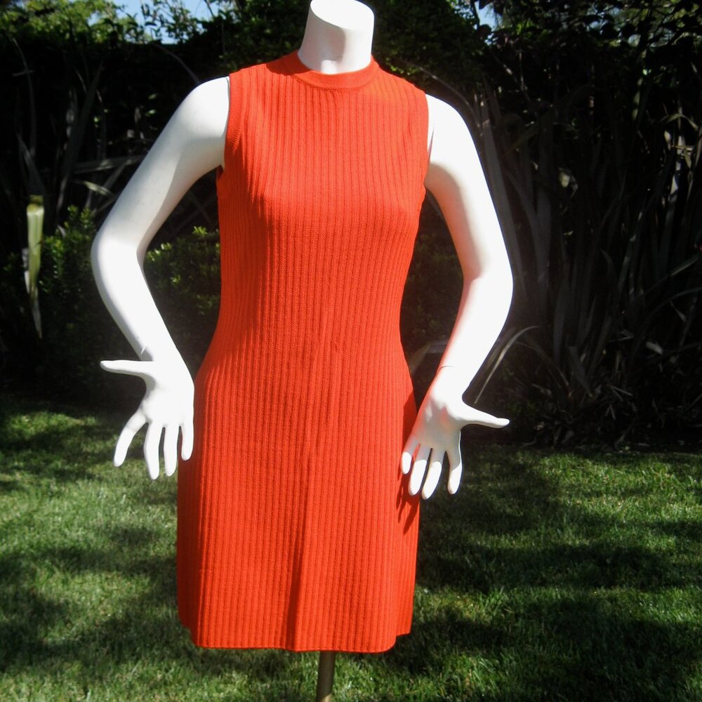 St. John Collection Knit Dress Orange Marie Gray Size 6 Excellent